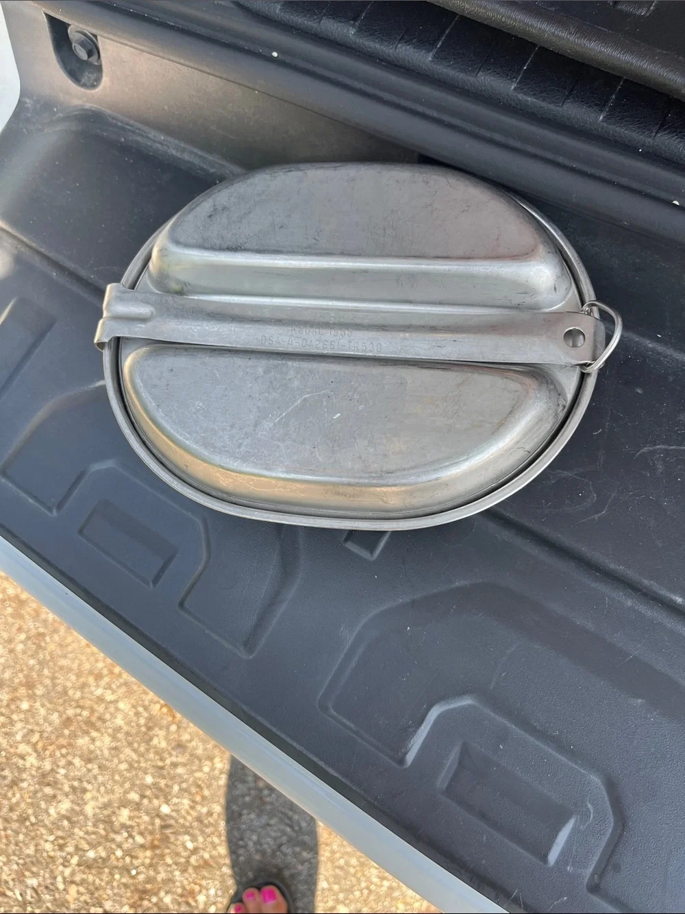 Vintage Military-Stainless Steel Frying Pan and Divider Plate - Silver